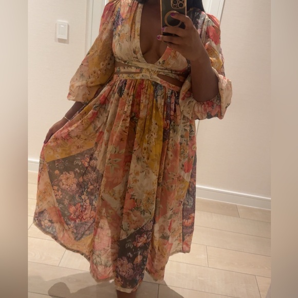 ZIMMERMANN Pattie Floral A Line Midi Dress - Picture 6 of 9